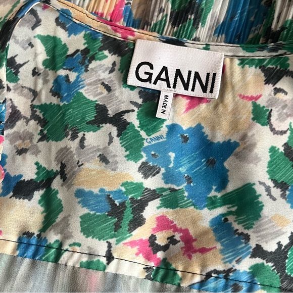 GANNI Pleated Georgette Midi Dress floral print - Picture 5 of 9